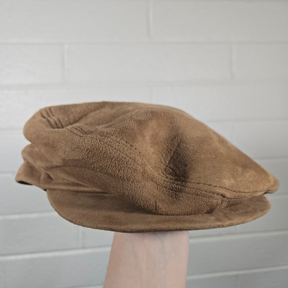 Newsboy Cap Juniors‎ Brown Faux Suede Cabbie Baker Boy Hat Flat Cap Y2K